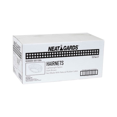 Neatgards Handgards Nylon Dark Brown Large Light Weight Hairnet, PK1440 305113004